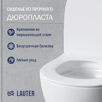 Унитаз подвесной Lauter Sulzdorf + GROHE Rapid SL 38772001 + панель GROHE 37131000 (белый с микролифтом) - Превью изображения №3 — Интернет-магазин Time-Shop