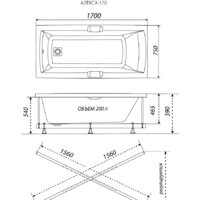 Ванна Triton Алекса 170x75 Базовая Flat (с гидромассажем) - Превью изображения №5 — Интернет-магазин Time-Shop