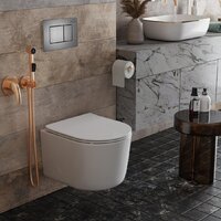 Унитаз подвесной Roxen Simple Compact в комплекте с инсталляцией StounFix Dual Fresh 6 в 1 954681 (кнопка: оружейная сталь) - Превью изображения №14 — Интернет-магазин Time-Shop