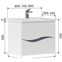  Volna Тумба с умывальником Grey 80.2Y Маринда 80 (подвесная) - Превью изображения №8 — Интернет-магазин Time-Shop