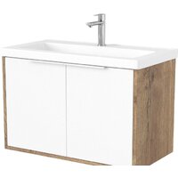 Дабер Тумба под умывальник 018 Тобага/Эридан 80 Т18.8Т.0.21Б (дуб галифакс/белый/ручка белая)