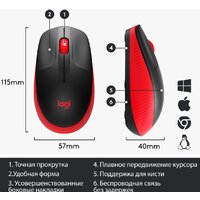 Мышь Logitech M190 (черный/красный) - Превью изображения №5 — Интернет-магазин Time-Shop