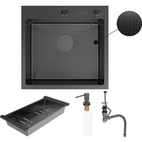 Кухонная мойка Roxen Simple 560220-50B-GR графит/текстурная PVD покрытие (с коландером и дозатором) - Превью изображения №11 — Интернет-магазин Time-Shop