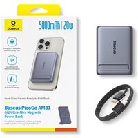 Внешний аккумулятор Baseus PicoGo AM31 Mini Magnetic Power Bank with Stand 20W 5000mAh (серый) - Превью изображения №8 — Интернет-магазин Time-Shop
