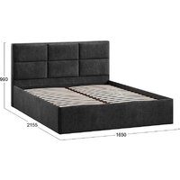 Кровать Трия Стелла Тип 1 160x200 (микровелюр Wellmart Graphite) - Превью изображения №3 — Интернет-магазин Time-Shop