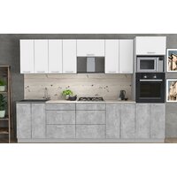 Готовая кухня Интерлиния Мила Лайт 3.0 ВТ (белый платинум/бетон/бискайская сосна) - Превью изображения №2 — Интернет-магазин Time-Shop