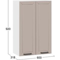 Шкаф навесной Трия Лорас 1ВВ6 с двумя дверями (белый/холст латте) - Превью изображения №3 — Интернет-магазин Time-Shop