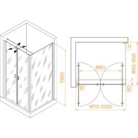 Душевой уголок RGW PA-144 (PA-104+Z-050-2+O-104) 060814409-011 100x90 (хром/прозрачное стекло) - Превью изображения №2 — Интернет-магазин Time-Shop