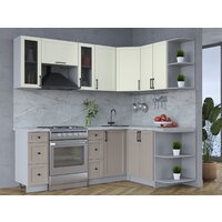 Готовая кухня Интерлиния Тренд 1.5x2.2 правая (луна/белый/серый каспий) - Превью изображения №2 — Интернет-магазин Time-Shop