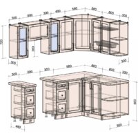 Готовая кухня Интерлиния Тренд 1.5x2.2 правая (луна/белый/серый каспий) - Превью изображения №6 — Интернет-магазин Time-Shop