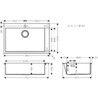 Кухонная мойка Hansgrohe S71 S711-F660 Built-in sink 660 43302800 - Превью изображения №5 — Интернет-магазин Time-Shop