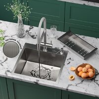 Roxen Simple 560220-50-GR сатин/текстурная (с коландером и дозатором)