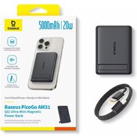 Внешний аккумулятор Baseus PicoGo AM31 Mini Magnetic Power Bank with Stand 20W 5000mAh (черный) - Превью изображения №8 — Интернет-магазин Time-Shop