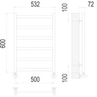 Полотенцесушитель TERMINUS Аврора П6 500x600 нп (хром) - Превью изображения №3 — Интернет-магазин Time-Shop