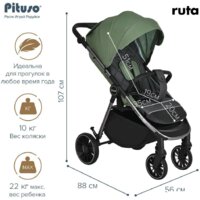 Коляска прогулочная «книга» Pituso Ruta (зеленый) - Превью изображения №11 — Интернет-магазин Time-Shop