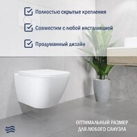 Унитаз подвесной Lauter Nuremberg 21811 + 21901002 (белый, с кнопкой смыва 219702J белый) - Превью изображения №4 — Интернет-магазин Time-Shop