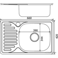 Кухонная мойка Mixline 536117 (правая, полированная, 0.8 мм) - Превью изображения №2 — Интернет-магазин Time-Shop