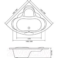 Ванна Lauter Riviera 140x140 21050140 (с ножками) - Превью изображения №13 — Интернет-магазин Time-Shop