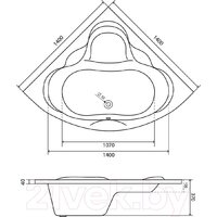 Ванна Lauter Riviera 140x140 21050140 (с ножками) - Превью изображения №14 — Интернет-магазин Time-Shop