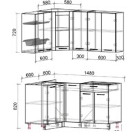 Готовая кухня Интерлиния Мила 12x15 без столешницы (серебристый/антрацит) - Превью изображения №2 — Интернет-магазин Time-Shop