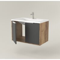  Дабер Тумба под умывальник 018 Тобага/Эридан 80 Т18.8Т.0.22Б (дуб галифакс/серый/ручка белая) - Превью изображения №3 — Интернет-магазин Time-Shop