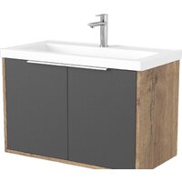  Дабер Тумба под умывальник 018 Тобага/Эридан 80 Т18.8Т.0.22Б (дуб галифакс/серый/ручка белая) - Превью изображения №1 — Интернет-магазин Time-Shop