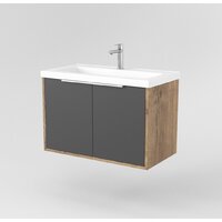  Дабер Тумба под умывальник 018 Тобага/Эридан 80 Т18.8Т.0.22Б (дуб галифакс/серый/ручка белая) - Превью изображения №2 — Интернет-магазин Time-Shop