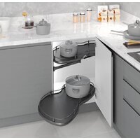 Корзина выкатная Starax Волшебный уголок поворотный S-3016-А (правое выдвижение, антрацит) - Превью изображения №2 — Интернет-магазин Time-Shop