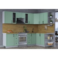 Готовая кухня Интерлиния Тренд 1.7x2.7 правая (мята/мята/дуб бунратти) - Превью изображения №2 — Интернет-магазин Time-Shop
