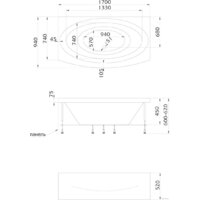 Ванна 1Марка Nega 170x94 (с каркасом) - Превью изображения №2 — Интернет-магазин Time-Shop