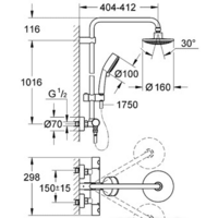 Душевая система  Grohe New Tempesta Cosmopolitan System 160 (27922 000) - Превью изображения №2 — Интернет-магазин Time-Shop