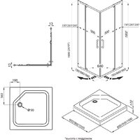 Душевой уголок Triton Каппа-Хром 90x90 (с поддоном) - Превью изображения №8 — Интернет-магазин Time-Shop