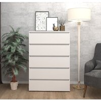 Комод Кортекс-мебель Бари 80 5ш (белый/белый/белый) - Превью изображения №3 — Интернет-магазин Time-Shop
