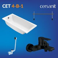 Ванна Cersanit Virgo 170x75 с ножками со смесителем Brasko Black однорычаж. (с сифоном Prime) - Превью изображения №2 — Интернет-магазин Time-Shop