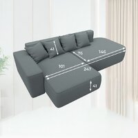 Угловой диван Лига диванов Лига-065 левый 129799L (рогожка амур 07 серый) - Превью изображения №10 — Интернет-магазин Time-Shop