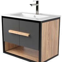 Дабер Тумба под умывальник 009 WeltWasser Deilbach 7517-60 Т9.6W.2.4 (черный/серый/дуб канзас коричневый)