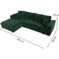Угловой диван Лига диванов НордСтар левый 121108L (велюр зеленый/подушки велюр зеленый) - Превью изображения №9 — Интернет-магазин Time-Shop