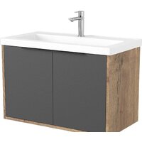 Дабер Тумба под умывальник 018 Тобага/Эридан 80 Т18.8Т.0.22Ч (дуб галифакс/серый/ручка черная)