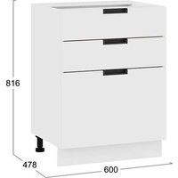 Шкаф напольный Трия Гренада 1Н6Я3 (белый/холст белый) - Превью изображения №3 — Интернет-магазин Time-Shop