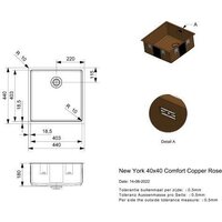 Кухонная мойка Reginox New York 40x40 (L) OKG Comfort Copper Rose R35122 - Превью изображения №2 — Интернет-магазин Time-Shop