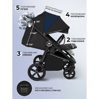 Коляска прогулочная «книга» Sweet Baby Contente Plus Basic (черный) - Превью изображения №2 — Интернет-магазин Time-Shop