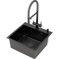 Кухонная мойка Roxen Simple 560220-60B-GR графит/текстурная PVD покрытие (с коландером и дозатором) - Превью изображения №12 — Интернет-магазин Time-Shop