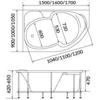Ванна 1Марка Diana 170x90 R У97575 - Превью изображения №4 — Интернет-магазин Time-Shop