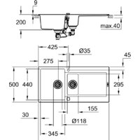 Кухонная мойка Grohe K500 60-C 100/50 1.5 31646AP0 (черный гранит) - Превью изображения №2 — Интернет-магазин Time-Shop