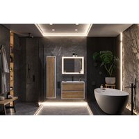  ЗОВ Шкаф-пенал для ванной Парма 150 PP150LWP0MHMC1A (белый/галифакс) - Превью изображения №3 — Интернет-магазин Time-Shop