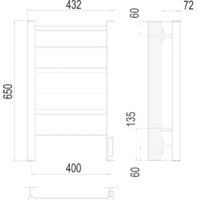 Полотенцесушитель TERMINUS Аврора П6 400x650 нп электро (хром) - Превью изображения №3 — Интернет-магазин Time-Shop