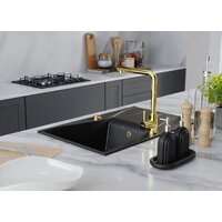 Кухонная мойка Kernau KGSO 6078 1B1D Deep Black + Gold Metallic - Превью изображения №2 — Интернет-магазин Time-Shop
