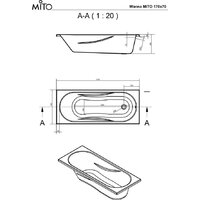 Ванна Cersanit Mito Red 170x70 с ножками со смесителем Brasko Black однорыч. (с сифоном Prime) - Превью изображения №4 — Интернет-магазин Time-Shop
