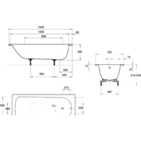 Ванна Kaldewei Eurowa 150x70 (с ножками) - Превью изображения №3 — Интернет-магазин Time-Shop