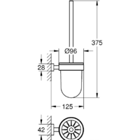 Ершик для унитаза Grohe Essentials Cube 40513001 (хром/матовое стекло) - Превью изображения №2 — Интернет-магазин Time-Shop
